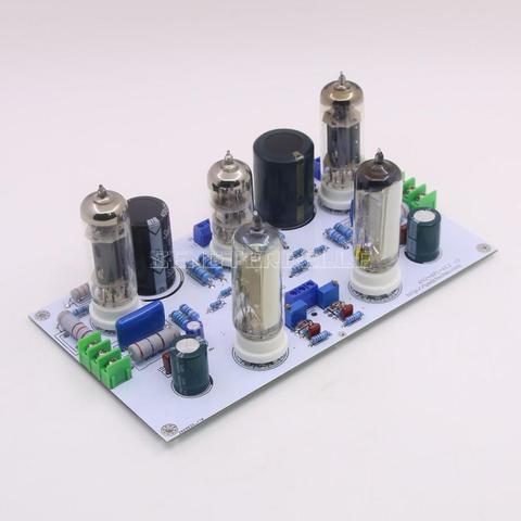 Tubo de vacío HiFi 6N2 6N1 6P1, amplificador integrado estéreo 3W + 3W con indicador de nivel de ojo de gato 6E2 ► Foto 1/6