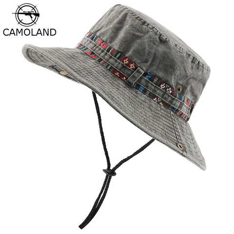 CAMOLAND 100% de protección UV Sun sombreros para hombres y mujeres de pesca Cubo de senderismo sombrero cinta Floral diseño de playa al aire libre Cap ► Foto 1/6