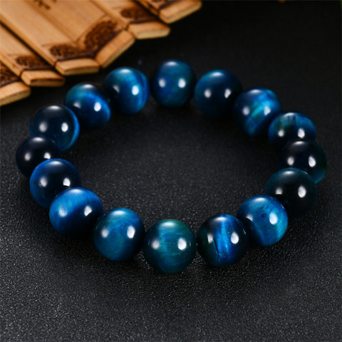 Pulsera de piedra de ojo de tigre azul para hombre y mujer, brazalete de piedra Natural, regalo de joyería Unisex ► Foto 1/6