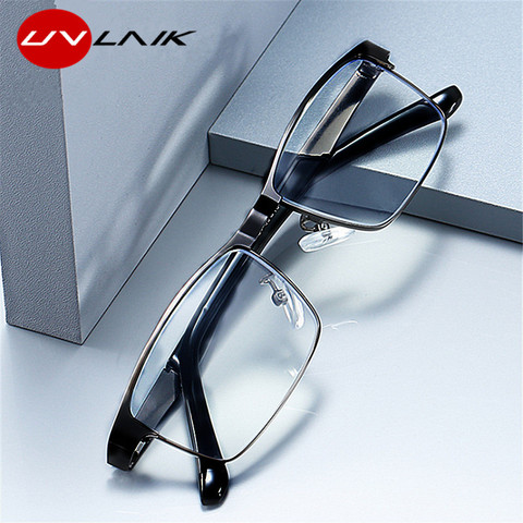 UVLAIK-gafas de lectura de negocios para hombre, lentes ópticas de acero inoxidable para leer, presbicia + 1,0 1,5 2,0 2,5 3 3,5 4,0 ► Foto 1/6