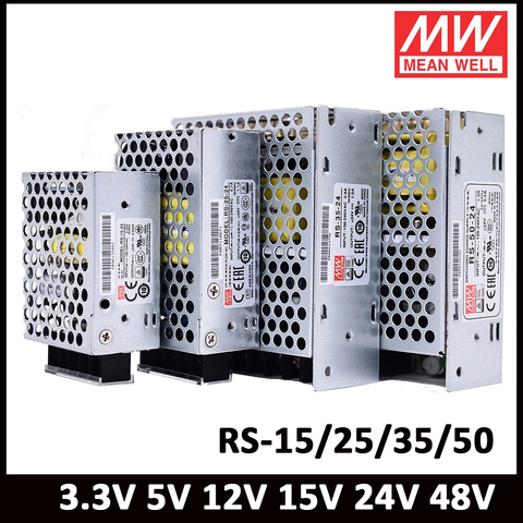 MEAN WELL-fuente de alimentación conmutada de salida única, RS-15 RS-25, RS-35, 3,3 V, 5V, 12V, 15V, 24V, 48V, RS-50 ► Foto 1/6