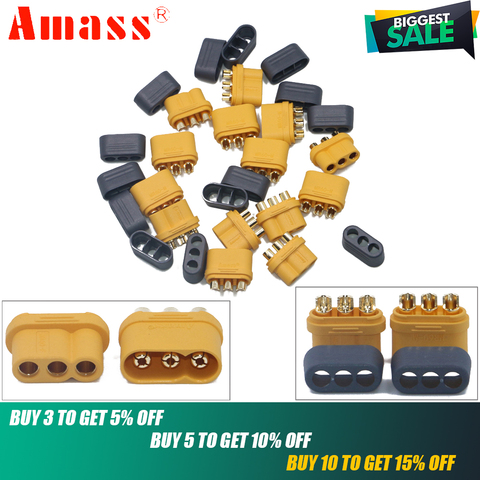 Amass-conector de 3 núcleos MR60,2 par/lote, con cubierta protectora de 3,5mm, interfaz de enchufe T, forrado para modelo RC ► Foto 1/6