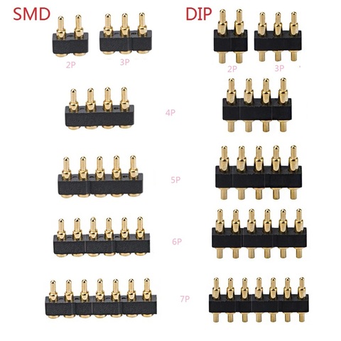 5 uds SMD DIP conector pin Pogo Pogopin batería primavera contacto Sonda de prueba de carga de energía pines 2,54 rejilla 7,0mm de alto ► Foto 1/6