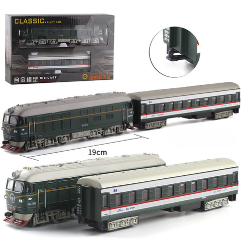 1:87 escala tren de vapor fundición locomotora de modelo de aleación de coches de juguete tire tren con sonido luz ferrocarril juguetes para los niños ► Foto 1/6