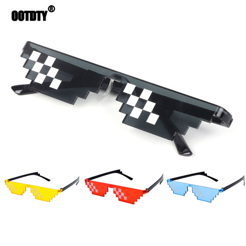 Gafas de sol de mosaico Trick Toy Thug Life Glasses Deal With It Glasses Pixel mujeres hombres negro mosaico gafas de sol divertido juguete ► Foto 1/6