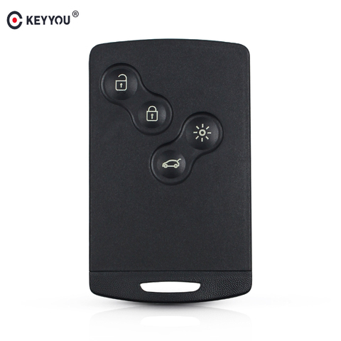 KEYYOU-Funda de llave remota para Renault Koleos Clio Megane Scenic Laguna, 4 botones, funda inteligente para llave de mando a distancia, inserto de emergencia ► Foto 1/6