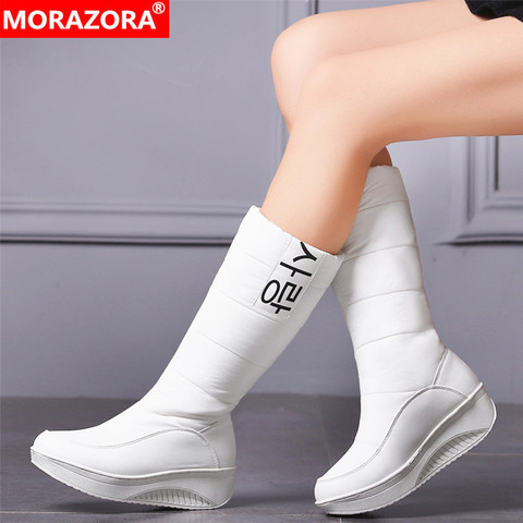 MORAZORA-Botas de nieve de 3 colores para mujer, zapatos de estilo de Corea del Sur, botas de plataforma, cuñas, botas de media caña, botas de felpa de invierno ► Foto 1/6