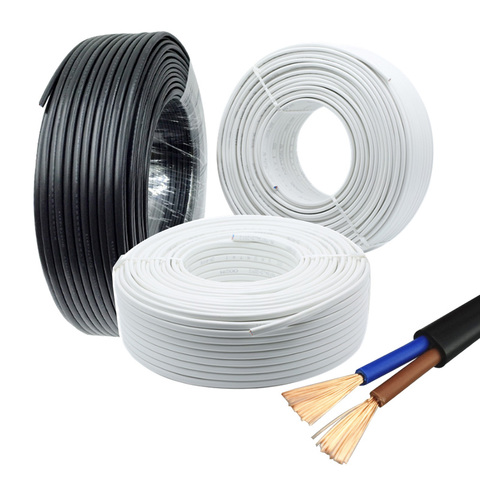 2 Pin 10M 20M 18AWG 20AWG 22AWG 24AWG RVV Cable de extensión blanco eléctrico negro Cable de alimentación LED para una tira de color ► Foto 1/6