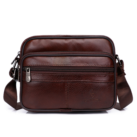 Bolso de cuero genuino hombre mensajero bolsa bolsos de bandolera para hombre de moda solapa de lujo bandolera bandoleras de piel KSK ► Foto 1/6