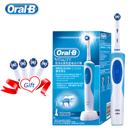 Oral B cepillo de dientes eléctrico 2D cepillo de dientes giratorio limpio recargable cepillo de dientes dos cabezas de cepillo de limpieza ► Foto 1/6