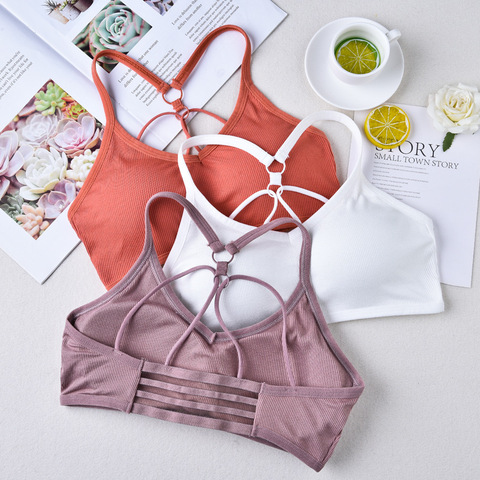 Mujeres tubo prenda superior sin costuras sujetador Color sólido Top corto y ajustado mujer Push Up Bralette con relleno inalámbrico superior Lencería ► Foto 1/6