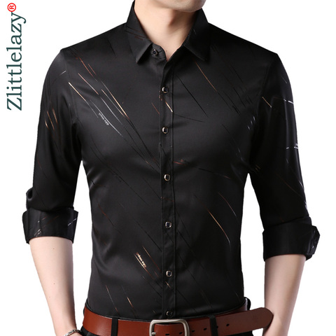 2022 marca de moda Casual Slim Fit camisa de manga larga de hombres para ocasiones sociales Streetwear ropa rayas camisas para hombre vestido de alta calidad 861 ► Foto 1/6