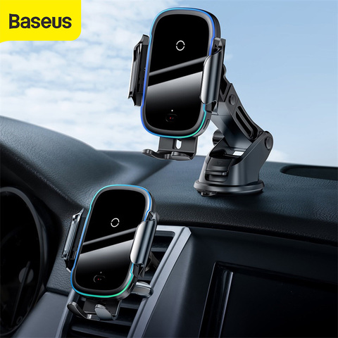 Baseus-Soporte de teléfono para coche, cargador inalámbrico Qi de 15W, modo Dual, montaje inteligente para salida de aire, soporte de teléfono para coche inalámbrico ► Foto 1/6