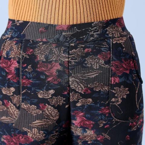 2022 nuevo de talla grande 4XL madre Pantalones rectos gran venta bordado Floral alto mallas elásticas hasta la cintura de las mujeres Oficina dama pantalones M169 ► Foto 1/5