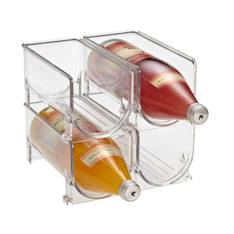 Organizador para refrigerador de cocina estante de almacenamiento para botellas de vino, cerveza, soporte apilable para botellas, estante de almacenamiento para encimera, ahorro de espacio ► Foto 1/6