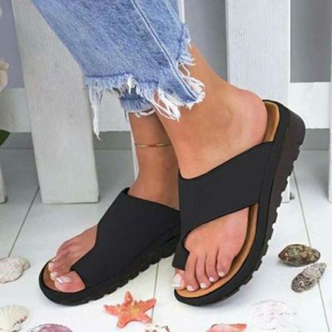 Sandalias correctoras ortopédicas para mujer, zapatos planos de cuero sintético suave, chanclas femeninas ► Foto 1/6