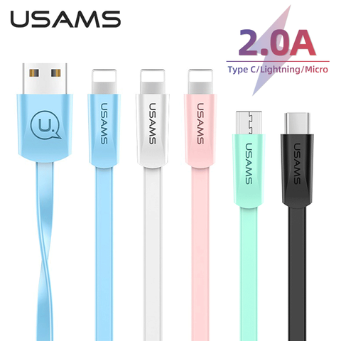 USAMS-Cable Microusb de carga rápida 2A, Cable de datos de sincronización para Iphone, Samsung, Xiaomi, Huawei, Android ► Foto 1/6