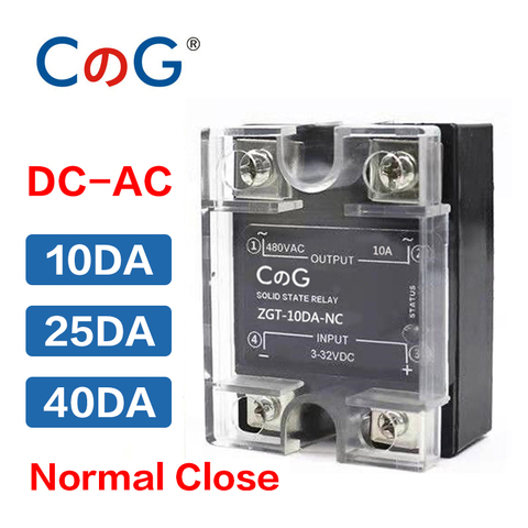 Disipador de calor de CA, relé de estado sólido CG 10A 25A 40A DA NC normalmente cerrado SSR monofásico Control DC SSR-10DA 25DA 40DA NC ► Foto 1/4