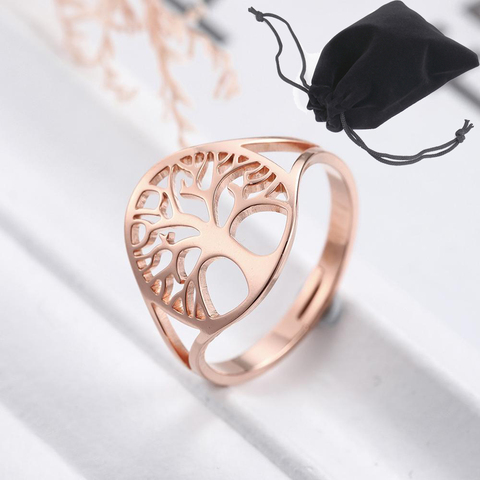 Skyrim-Anillo de árbol de la vida para mujer y niña, sortija ajustable de acero inoxidable, Color dorado, joyería de aniversario, 2022 ► Foto 1/6