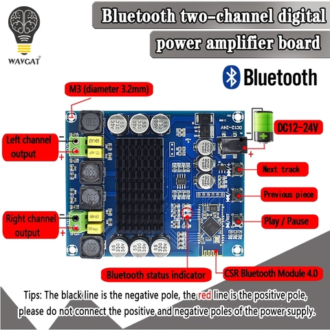 Módulo amplificador Digital de doble canal con Bluetooth, potencia de 2x120W, TPA3116D2, amplificador de Audio de XH-M548 ► Foto 1/6