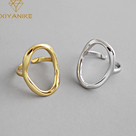 Anillos de apertura huecos XIYANIKE 925 Sterling Plata Irregular para mujer, pareja de regalos de joyería geométrica Simple para fiestas ► Foto 1/5