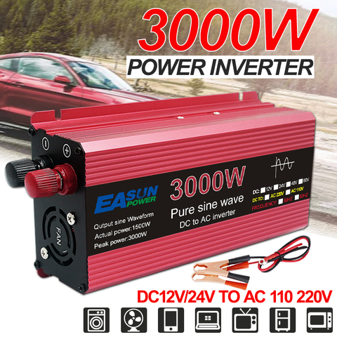 Inversor de onda sinusoidal pura de 800W, 1600W, 2200W, 3000W, CC de 12V, 24V a ca de 110V, 220V, convertidor de potencia de transformador de voltaje, inversor Solar de coche ► Foto 1/6