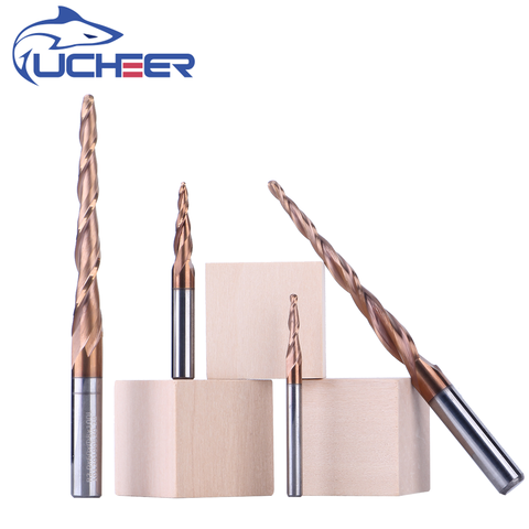 UCHEER-Fresa de punta de bola cónica de 4mm y 6mm, cono recubierto de carburo sólido de tungsteno, fresa cnc, broca de grabado para carpintería, 1 unidad ► Foto 1/6