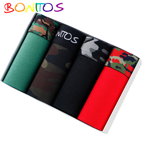 Calzoncillos ajustados en algodón para hombre, ropa interior masculina estilo bóxer, sexy, de diferentes colores, por 4 piezas ► Foto 1/6