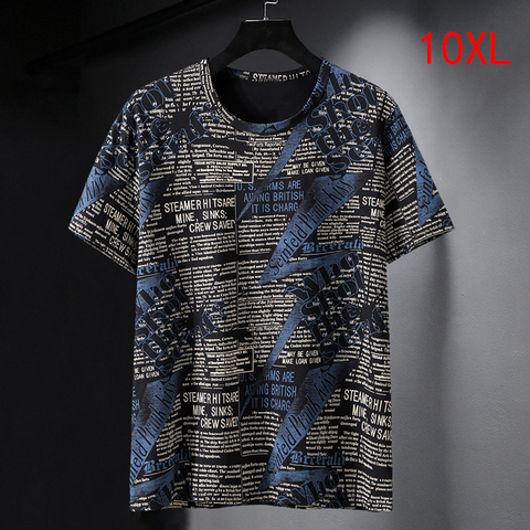 Camisetas de gran tamaño para hombre, Tops de talla grande 10XL, camisetas informales de Hip Hop con estampado de letras, ropa de talla grande 9XL10XL HX365 ► Foto 1/5