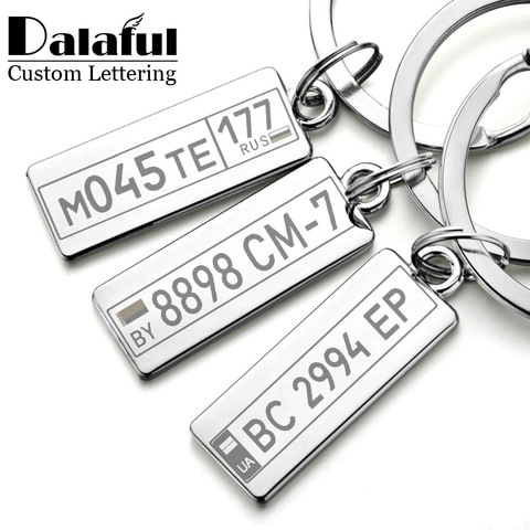Llavero personalizado de matrícula de coche para hombre y mujer, soporte para llaves con anilla de metal, regalo para parejas, modelo P009 ► Foto 1/6