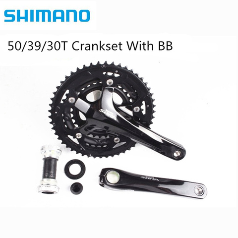 Shimano-Accesorios para bicicletas, platos y bielas triples de 170mm para bici, de velocidad 3x 9, 50/39/30 dientes con BB, modelo Sora 3503, original, 27s ► Foto 1/5