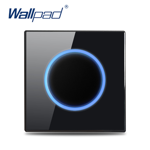 Wallpad-Interruptor de luz de pared de 1, 2, 3 y 4 entradas, 1 vía y 2 vías, Sensor de vidrio negro, luz de paso, cortina, impulso, interruptor momentáneo, indicador LED ► Foto 1/6