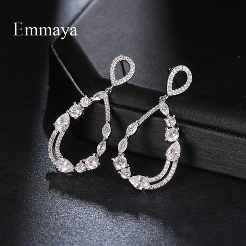 Emmaya-pendientes en forma de gota de agua para mujer y niña, Color blanco, adorno de moda, estilo hueco, regalo brillante ► Foto 1/6