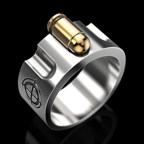 Anillo de defensa personal para hombres y mujeres, joyería de aleación hipster de estilo europeo y americano, con personalidad potente ► Foto 1/6