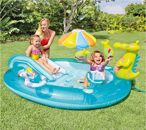 Bañera inflable para niños, fuente para Parque de cocodrilo, PISCINA DE BOLAS marinas para bebés, piscina portátil, depósito ligero ► Foto 1/5