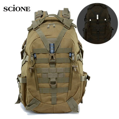 Mochila militar de 40L para acampar para hombre, bolsa de viaje militar táctico Molle, para escalada, senderismo, exterior, reflectante, XA714A ► Foto 1/6