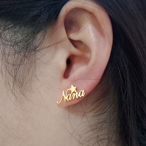 Pendientes con nombre de Estrella para mujer y niña, joyería personalizada, corona, mariposa, Luna Corazón, pendientes para regalo de cumpleaños ► Foto 1/1