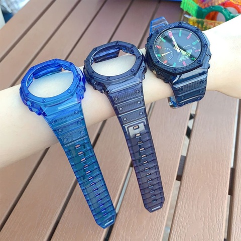 Reloj de resina funda con correa para Casio G-SHOCK GA-2100 GA-2110 deporte de goma banda para la muñeca pulsera accesorios de ga 2100 colorido ► Foto 1/1