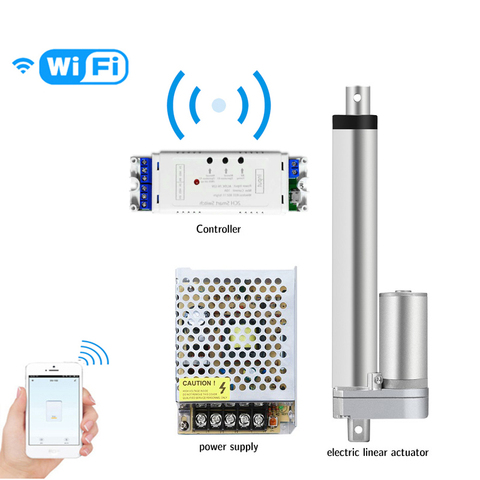 Controlador WIFI actuador lineal, fuente de alimentación de 12V, engranaje de Metal, Motor eléctrico lineal de 300mm y 400mm de carrera ► Foto 1/6