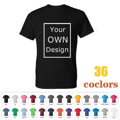 Camiseta con logotipo/imagen personalizada para hombre y mujer, Camiseta de algodón artesanal, camiseta informal de manga corta, camiseta de 36 colores ► Foto 1/6