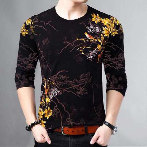 Camiseta de manga larga para hombre, ropa de moda con estampado 3D, estilo de tendencia, juvenil y mediana edad, M-4XL, nueva ► Foto 1/6