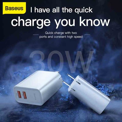 Baseus 30 W cargador Usb C cargador rápido adaptador de teléfono 3,0 EU cargador de pared de viaje con 1 M cable Usb tipo c a tipo c ► Foto 1/1