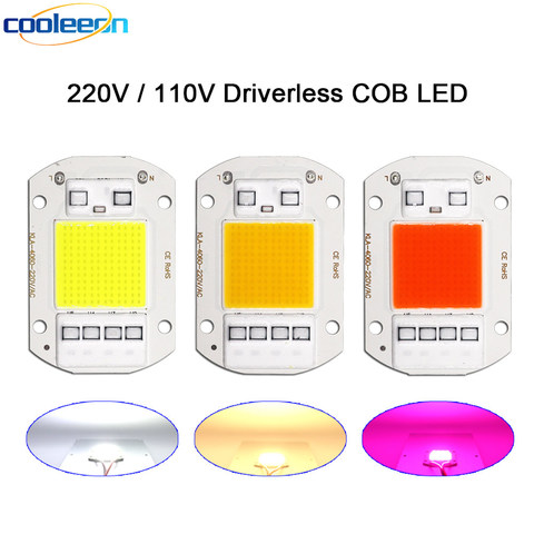 Chip reflector Lámpara de cultivo de plantas de espectro completo, IC inteligente, 20W, 30W, 50W, 110V, 220V, COB ► Foto 1/6