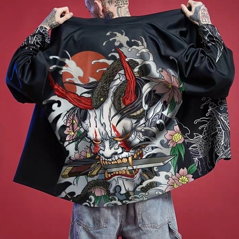 Kimono cárdigan japonés para hombre, ropa tradicional japonesa, Yukata, Haori, Samurai japonés, FF2707 ► Foto 1/6