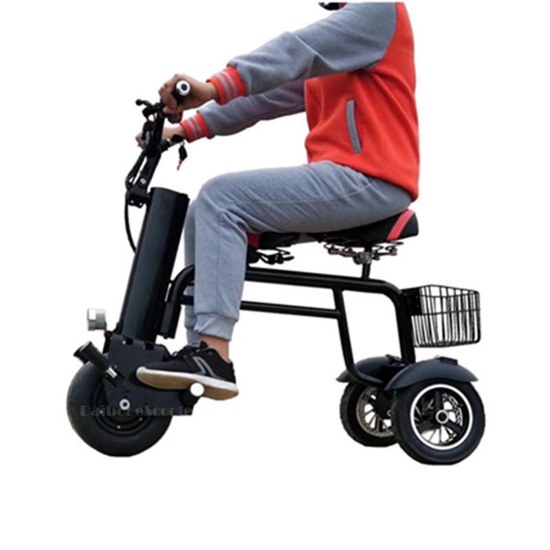 Patinete eléctrico plegable de tres ruedas para adultos, triciclo con  absorción hidráulica, 25 Km/h, 36V, 350W - AliExpress