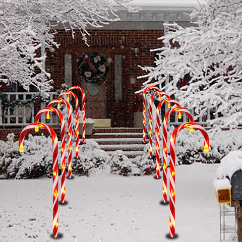 Bastón de luz LED para navidad, camino de jardín, luces de navidad, adornos navideños para el hogar, caña ligera, decoración de Año Nuevo ► Foto 1/6