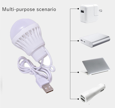 Lámpara de lectura de emergencia en frío para exteriores, Luz Portátil de 5W, Bombilla de bola USB, LED nocturno, aleatorio ► Foto 1/6