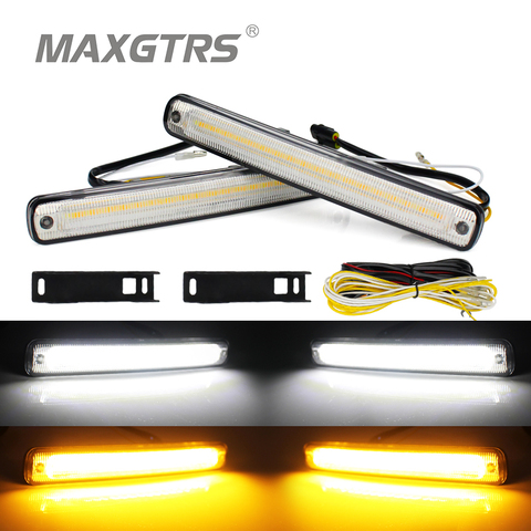 MAXGTRS-luces de circulación diurna LED para coche, luces de alta potencia, impermeables, 36smd, 2835, con señal de giro ámbar, DC12v, blanco, DRL, 1 Juego ► Foto 1/6