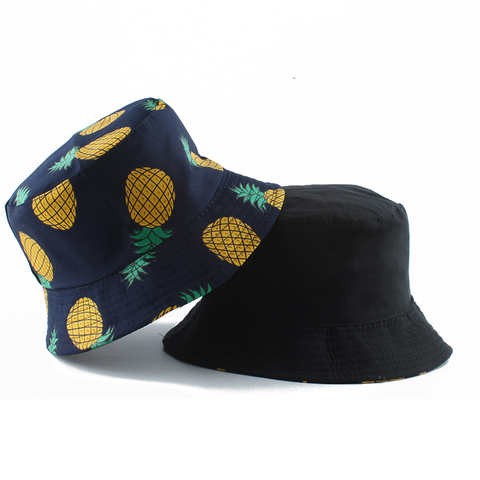 Cubo de Panama para hombre y mujer, sombrero de pescador con estampado de piña y plátano, Reversible, estilo Hip Hop, Bob ► Foto 1/6