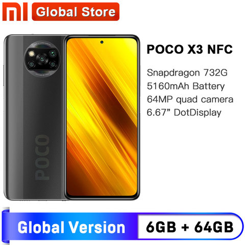 Xiaomi-teléfono inteligente POCO X3 versión Global, NFC, 6GB y 64GB / 6GB y 128GB, Snapdragon 732G Octa Core, cámara Quad de 64MP, 6,67 